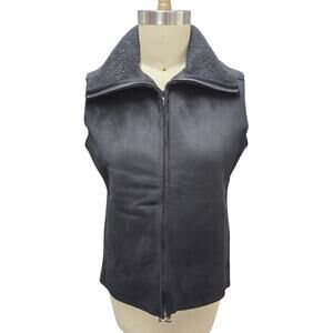 Lauren Ralph Lauren Zip Front Faux Suede Fleece Vest 2 Pocket Size M
